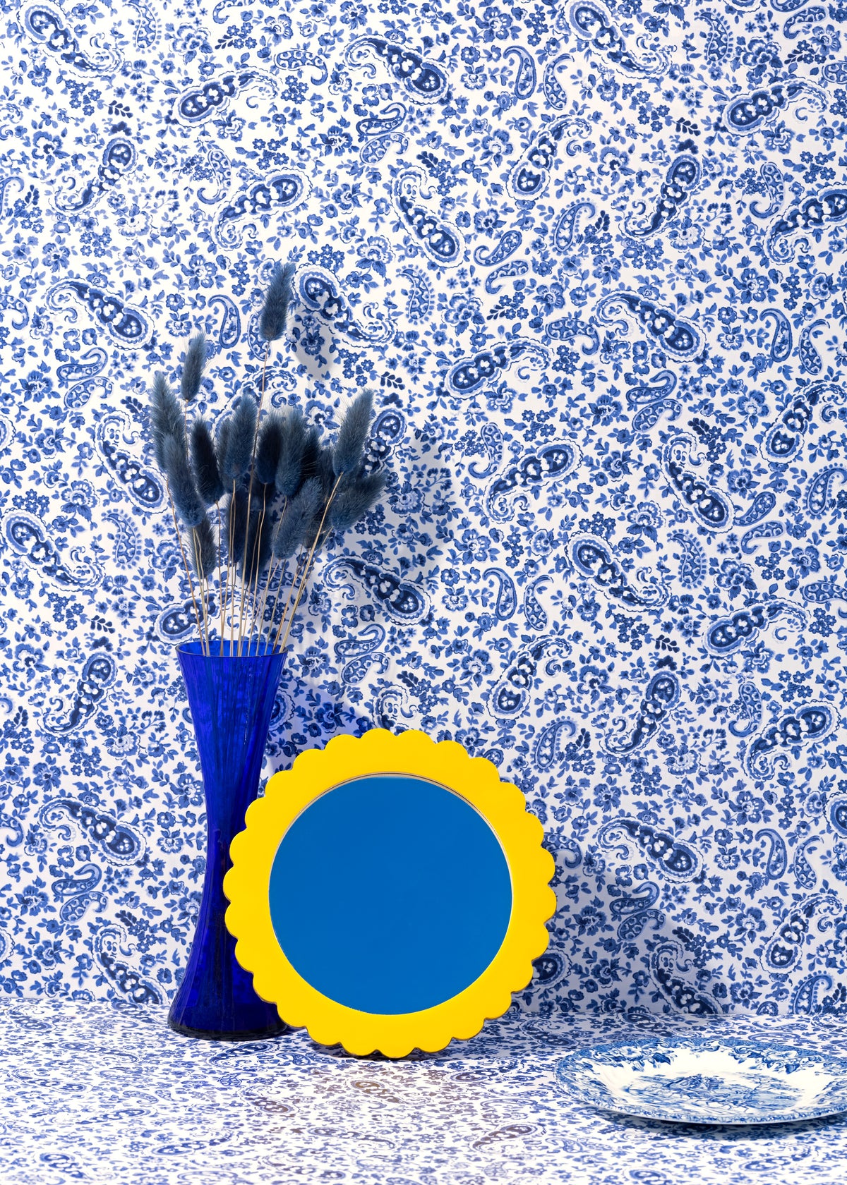 Blue Paisley Vinyl Backdrop for Product & Food Photography – Club Backdrops